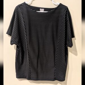 Chico's Black and White Striped Top ~ Sz 2
